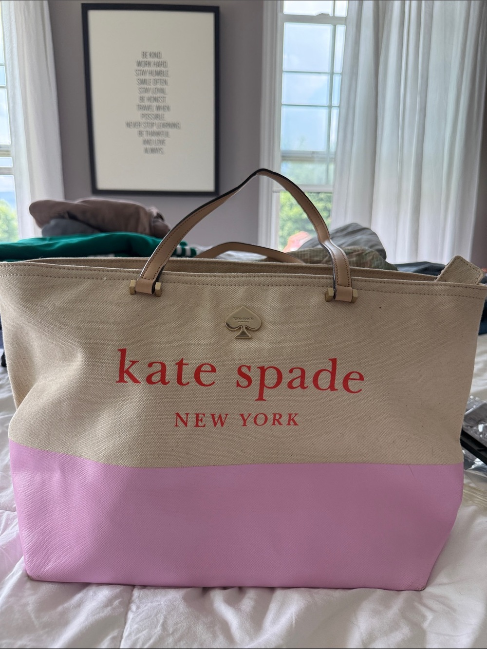 kate spade Two-Tone Canvas Tote in Pink and Cream